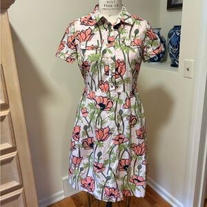 Tory Burch Pink and Green Floral Mini Dress